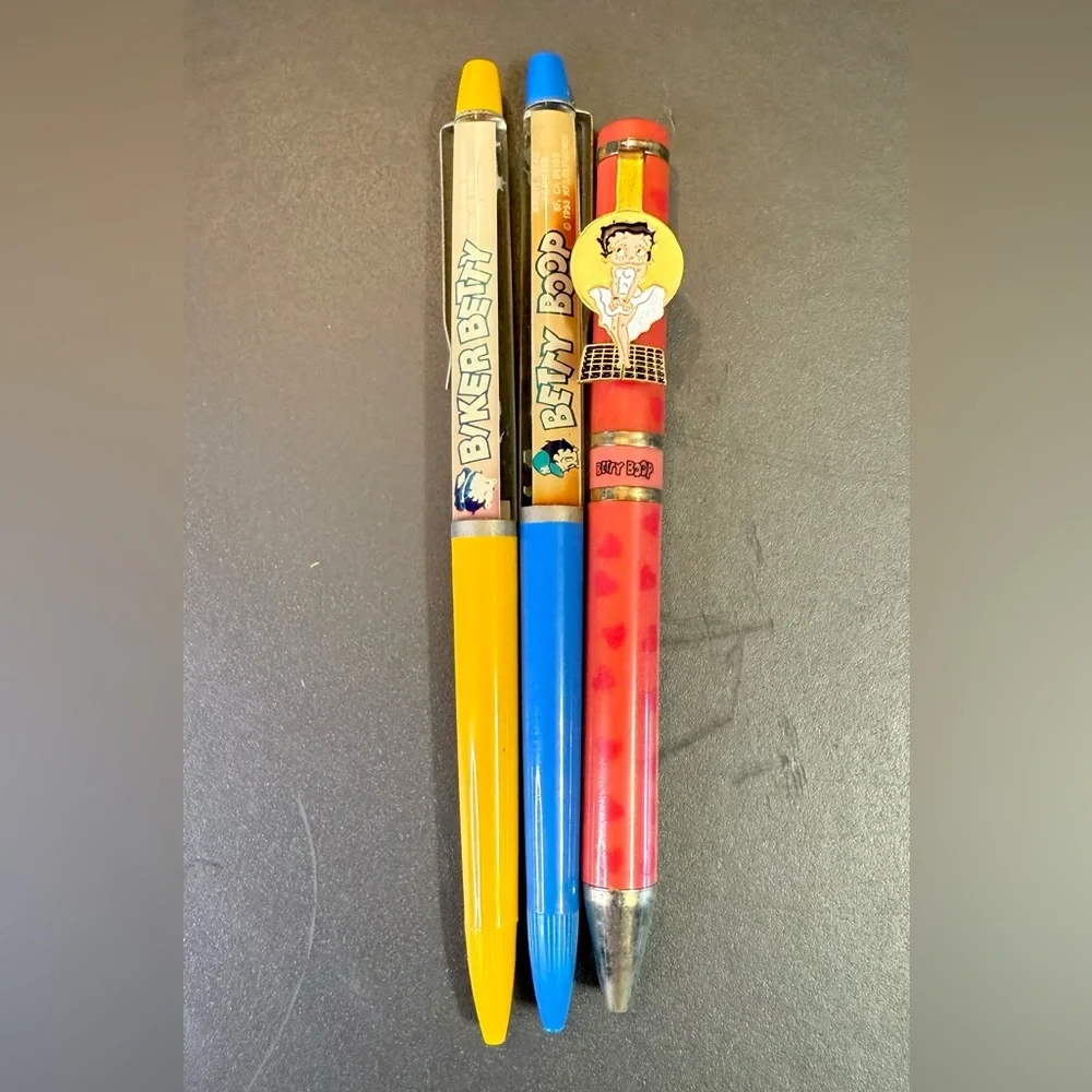 Set Of 3 VINTAGE Betty Boop 1986 Float Pen * Floaty Pen Made In Denmark